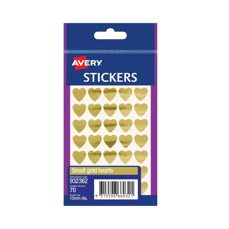 AV Gold Heart 15mm Pk70 Bx10 Avery