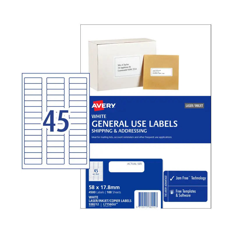 AV Gen Lbl L7516GU 45Up Pk100 Avery