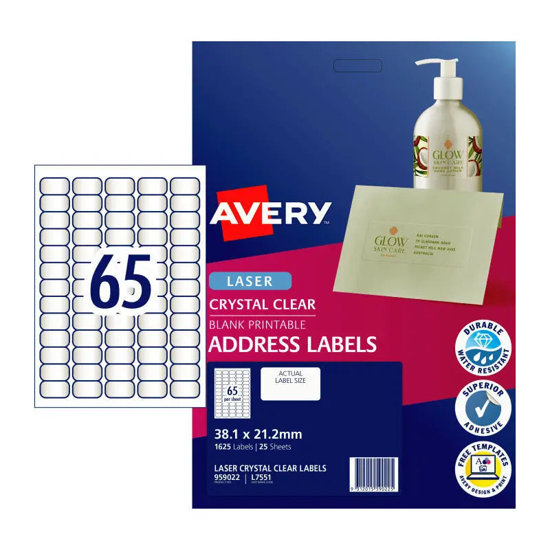 AV Lsr Lbl Clr L7551 65Up Pk25 Avery