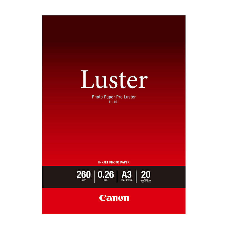 Canon Luster Photo Paper A3 (CLU101A3) – 260gsm, 20 Sheets