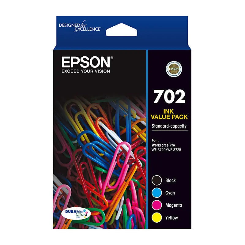 Epson 702 CMYK 4-Color Ink Pack (Black, Cyan, Magenta, Yellow) Epson