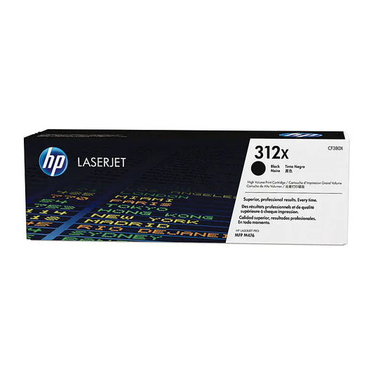HP 312X High‑Yield Black LaserJet Toner Cartridge CF380X – Approx. 4,400‑Page Yield HP