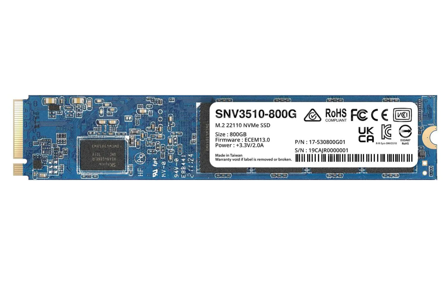 Synology SNV3510-800G 800GB Enterprise M.2 NVMe SSD – PCIe 3.0, 5 Year Warranty Synology