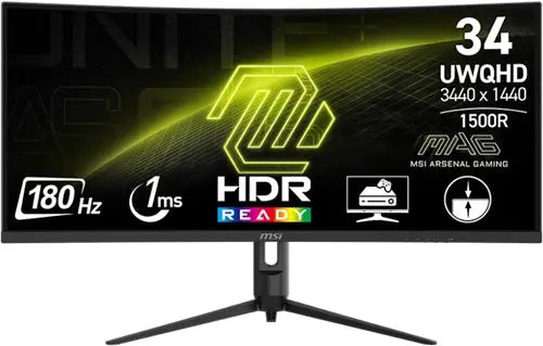 MSI MAG 342CQR E2 34" UWQHD Curved Gaming Monitor, 180Hz MSI