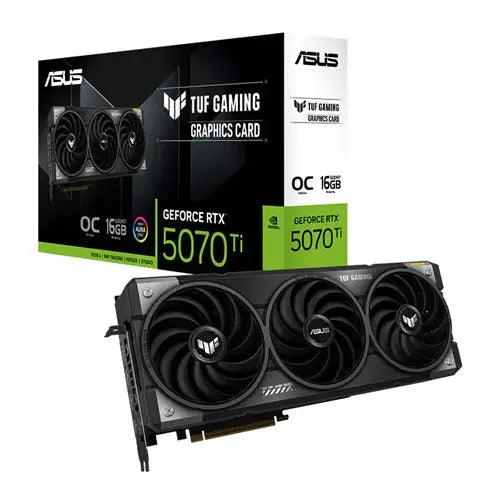 Asus TUF RTX 5070 Ti OC – 16GB GDDR7, PCIe 5.0, 850W PSU Required Asus