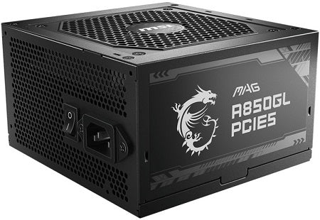 MSI MAG A850GL PCIE5 850W Power Supply, 80+ Gold, Fully Modular, ATX, 5Y Warranty