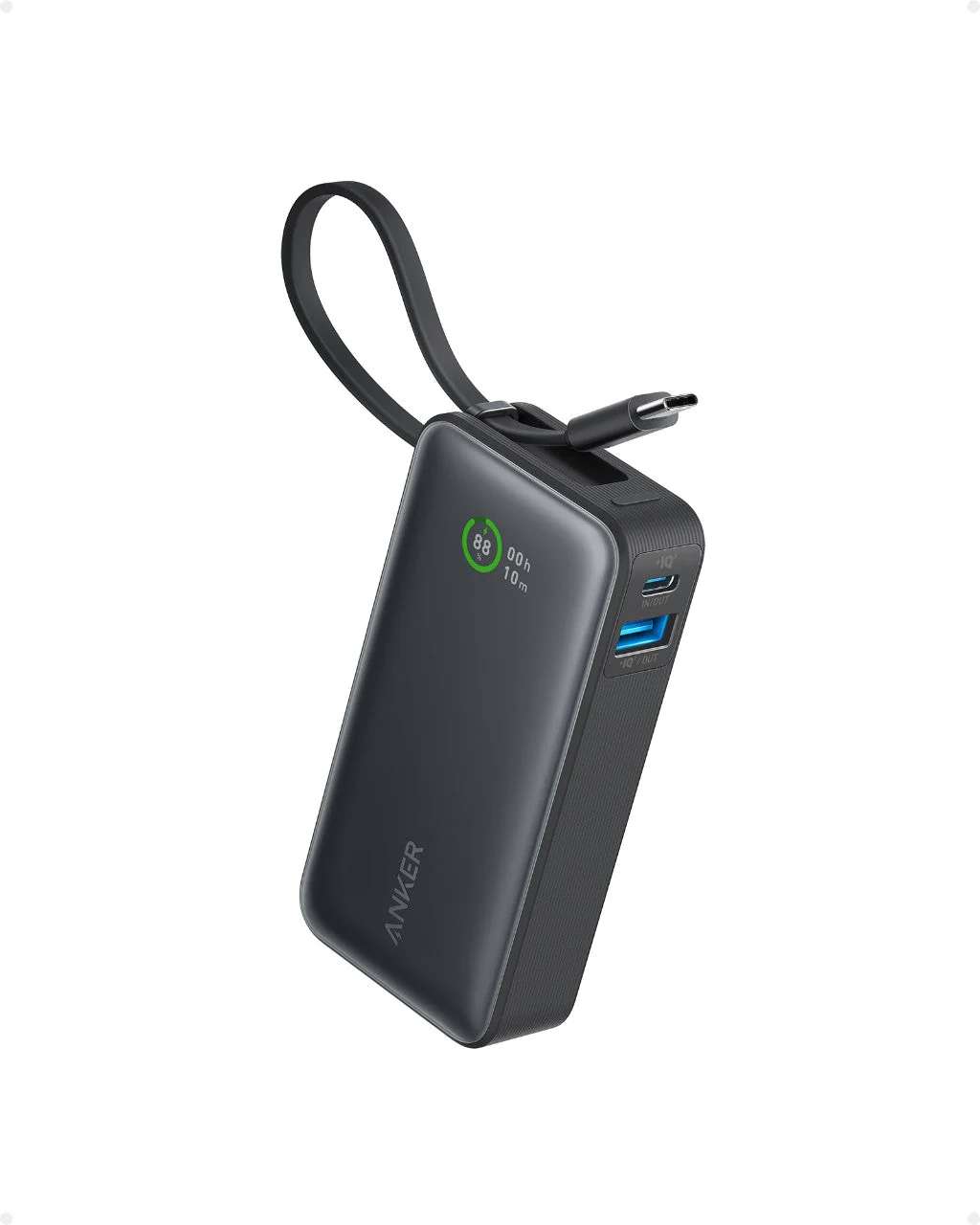 ANKER NANO 10K 30W POWER BANK WITH BUILT- IN USB-C CABLE (BLACK) | Conford IT