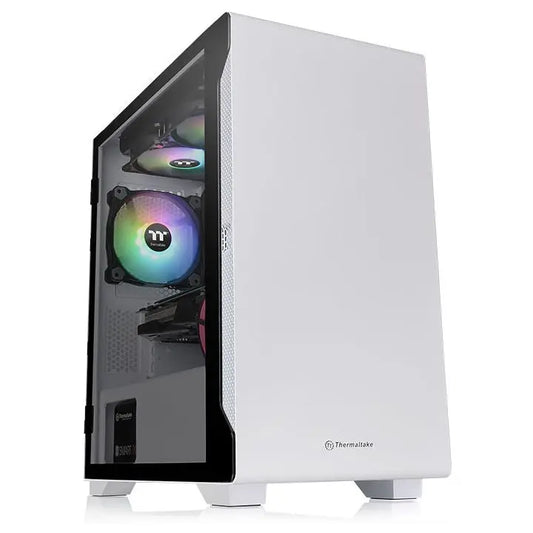Thermaltake CA-1Q9-00S6WN-00, S100, Micro-ATX, Tempered Glass, Drive Bays: 2x2.5", 2x3.5" or 2x2.5", Expansion Slot: 4, Motherboard Support: Mini-ITX/Micro-ATX, Pre-Installed Fan: 1x120mm, Snow White, 2 Year Warranty Thermaltake