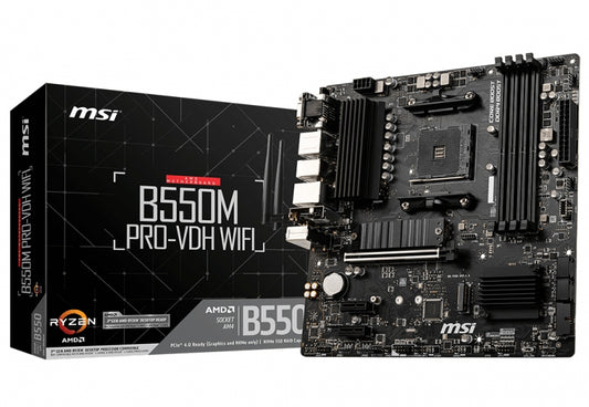 MSI B550M PRO-VDH WIFI Micro ATX Motherboard, AMD AM4, DDR4