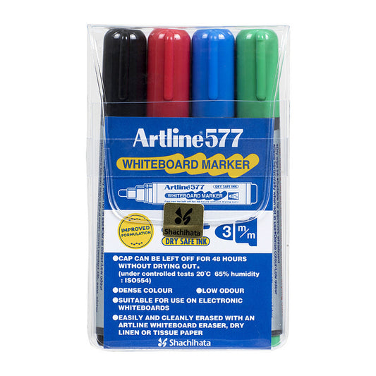 Artline 577 White Board Marker Assorted Pkt 4