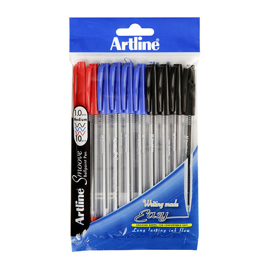 Artline Smoove Ball Point Pens 1mm Assorted Pk10