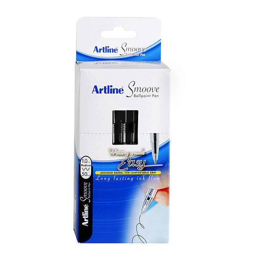 Artline Smoove Ball Point Pens 1mm Blk Bx50