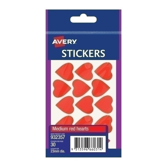 Avery Medium Heart Sticker Red Bx10