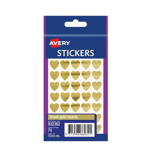 AV Gold Heart 15mm Pk70 Bx10 Avery
