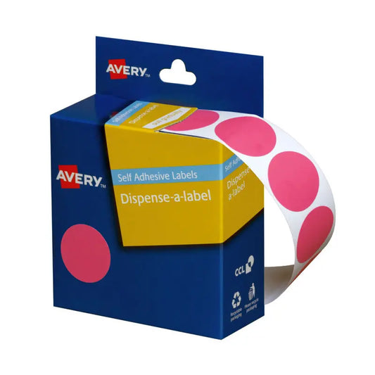 Avery Disp 24mm Pink Dot Pk500 Avery