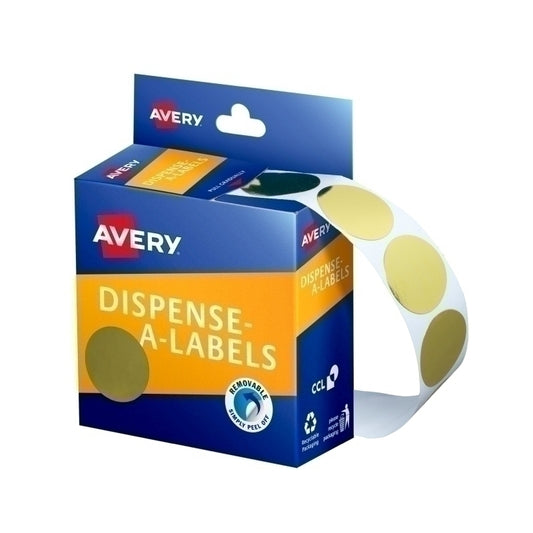 Avery Dispenser Dot 24mm Gold Pk 250 Bx5