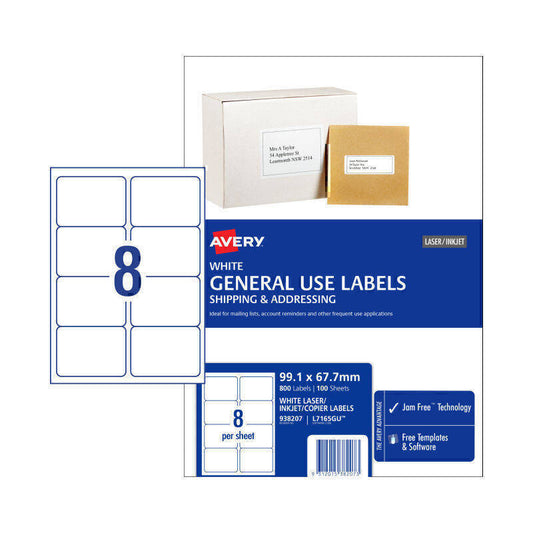 Avery General Label L7165GU 8Up Pk 100