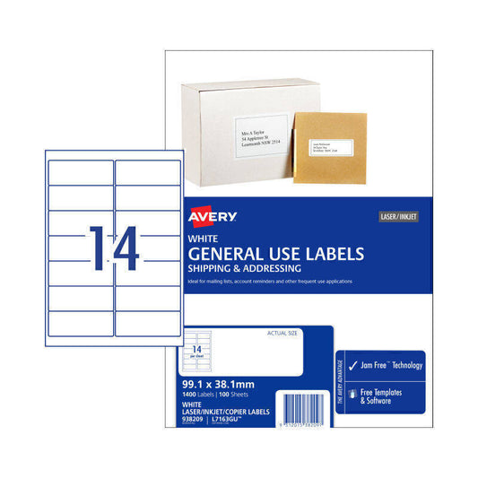 Avery General Label L7163GU 14Up Pk 100