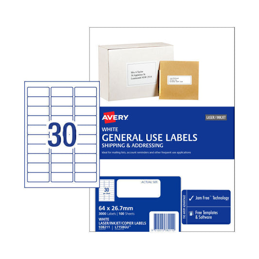 Avery General Label L7158GU 30Up Pk 100