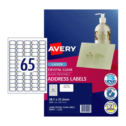 AV Lsr Lbl Clr L7551 65Up Pk25 Avery
