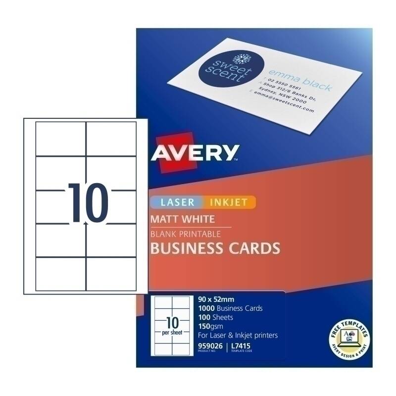 Avery Bus Card L7415 10UP Pk10 | Conford IT