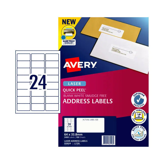 AV Lsr Lbl QP L7159 24Up Pk100 Avery