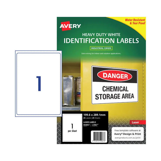 AV Laser Label L7067 1Up Pk25 Avery