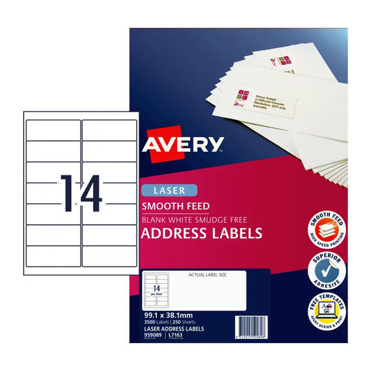 AV Laser Lbl L7163 14Up Pk250 Avery