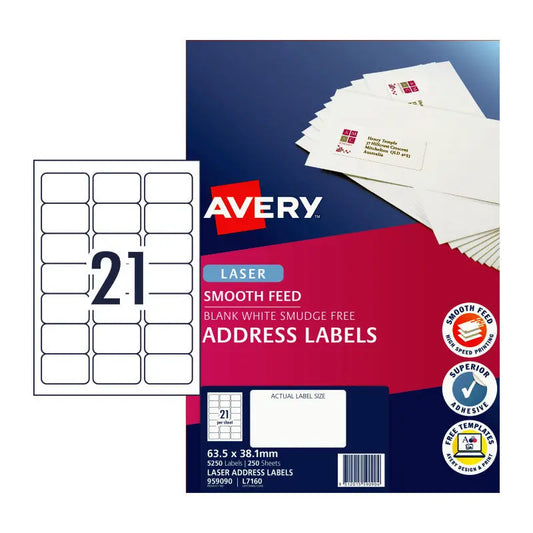 AV Laser Lbl L7160 21Up Pk250 Avery