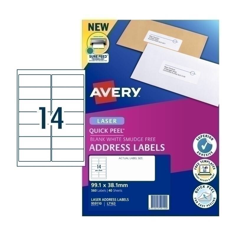 Avery LsrLabel L7163 14UP Pk40 | Conford IT