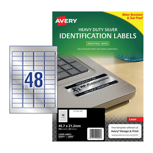 Avery Laser Label Heavy Duty L6009 48Up Pk20