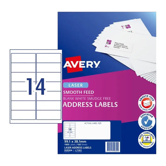 Avery Lsr Lbl L7163 14UP Bx5 Avery