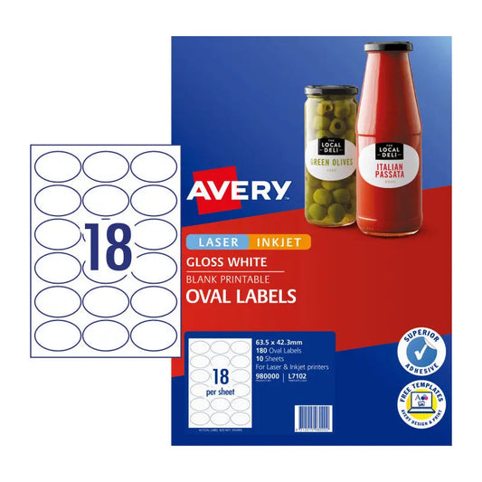 Avery Lbl Oval L7102 18Up Pk10 Avery