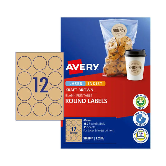 AV Lbl Rd Brn 60mm 12Up Pk15 Avery