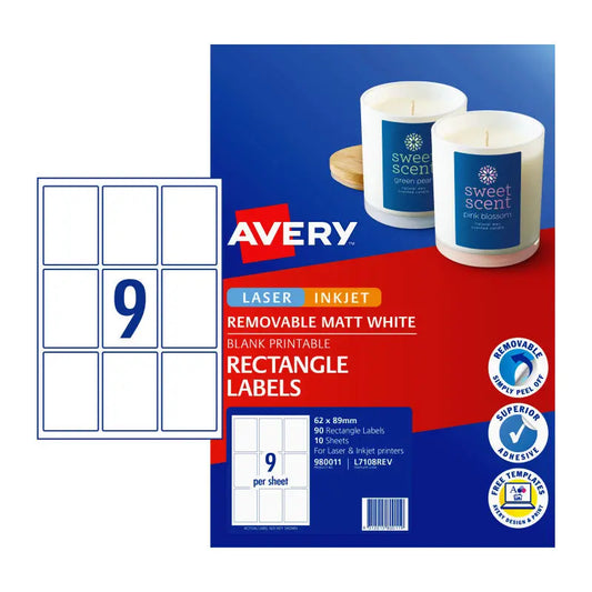 AV Label Rct L7108REV 9Up Pk10 Avery
