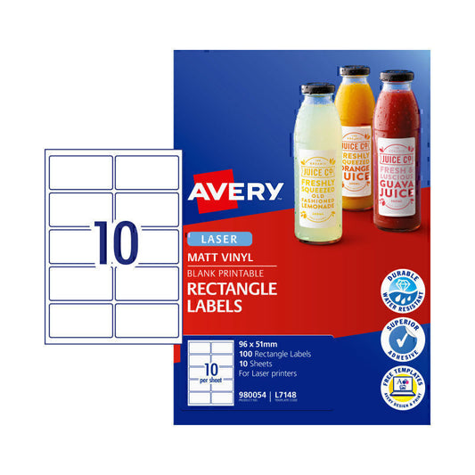 Avery Laser Label Rectangle L7148 10Up Pk100