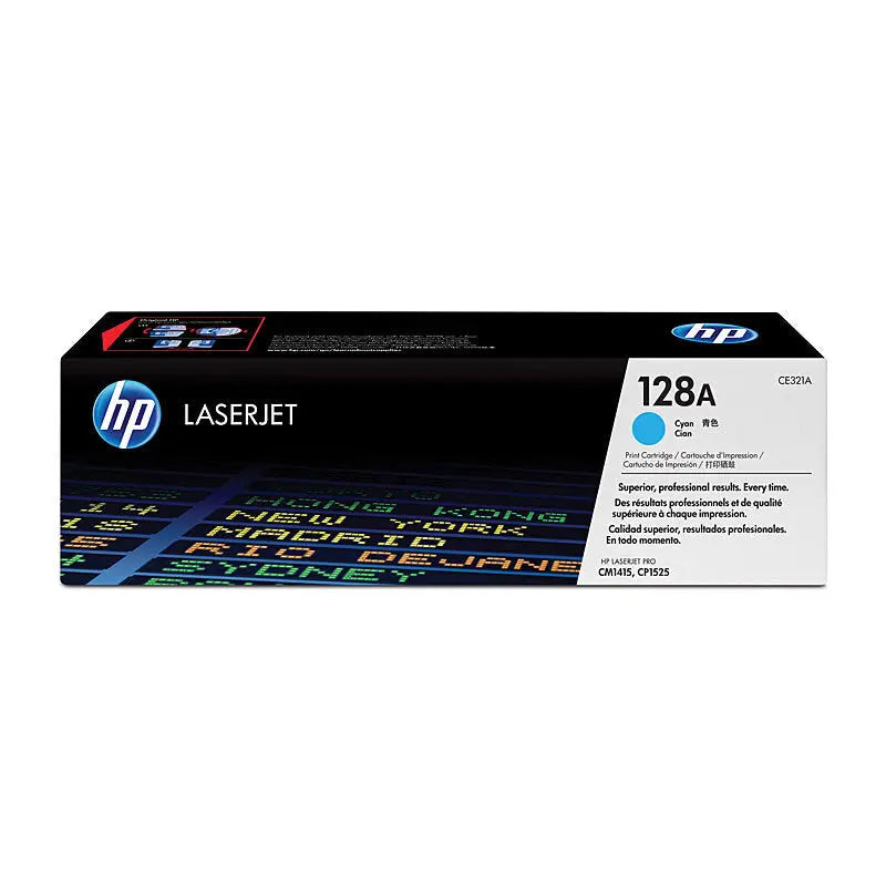 HP 128A Cyan LaserJet Toner Cartridge CE321A – Approx. 1,300‑Page Yield HP