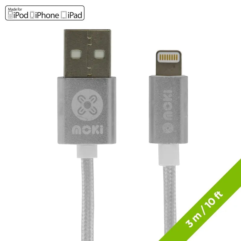 Moki Lightning Cable 3M Silver Moki International