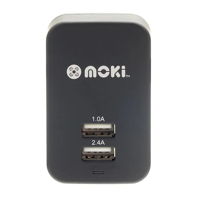 Moki Dual USB Wall Charger Blk Moki International