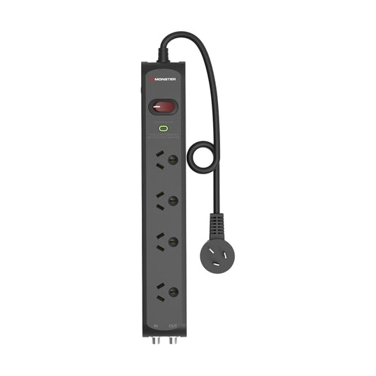 Monster 4-Port Surge+RF Black Monster