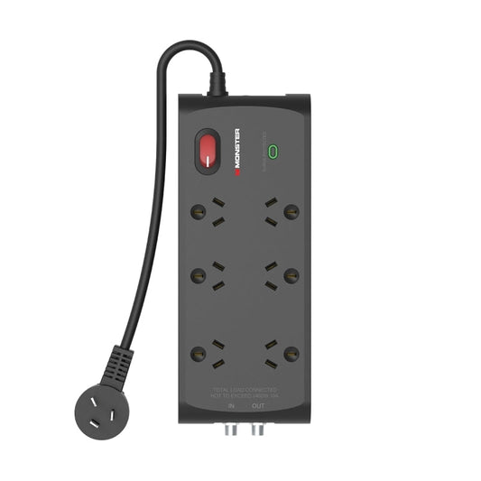Monster 6-Port Surge+RF Black Monster