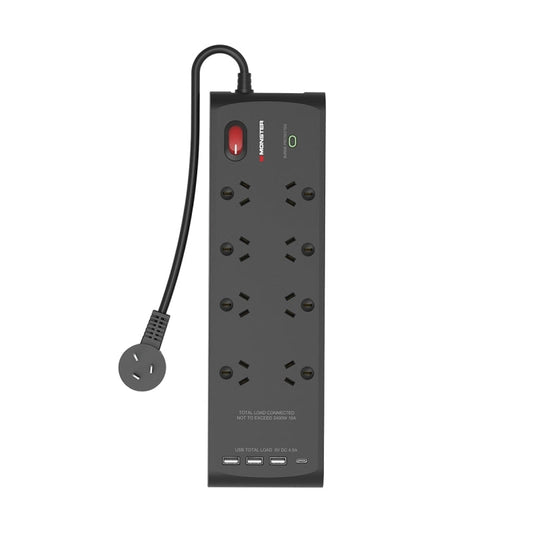 Monster 8-Port Surge+USB Black Monster