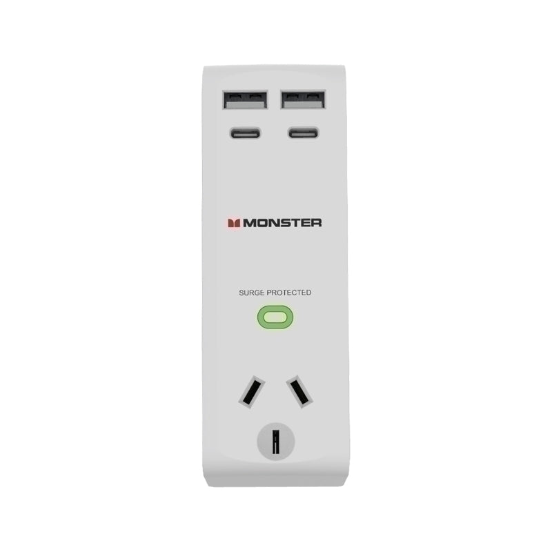 Monster 1-Port+USB Surge White