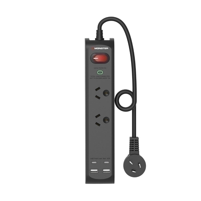 Monster 2-Port Surge+USB Black | Conford IT