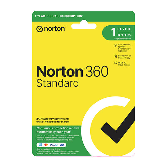 Norton 360 Standard – 1 User, 1 Device, 1 Year Subscription (Digital Key)
