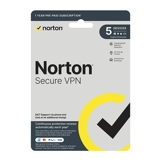 Norton WiFi Privacy VPN – 1 User, 5 Devices, 1 Year Subscription Norton