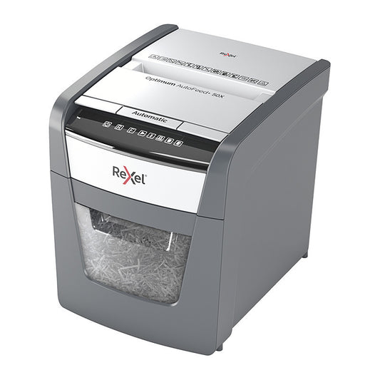 Rexel Optimum AutoFeed+ 50X Automatic Cross‑Cut Shredder – RX2020050XAU