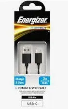 Energizer USB-A to USB-C Cable 2m TPE – ETEC120CKBK (Black) Energizer