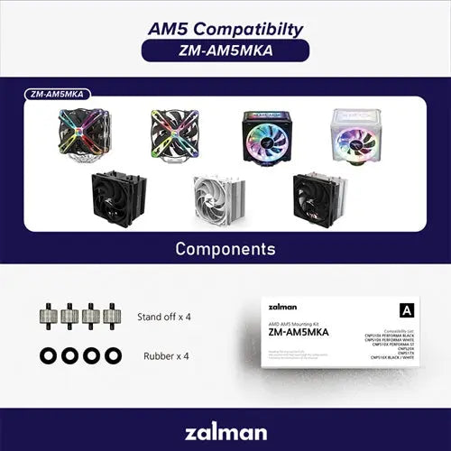 Zalman ZM-AM5MKA AMD AM5 Mounting Kit for CPU Air Coolers, 1Yr Warranty Zalman