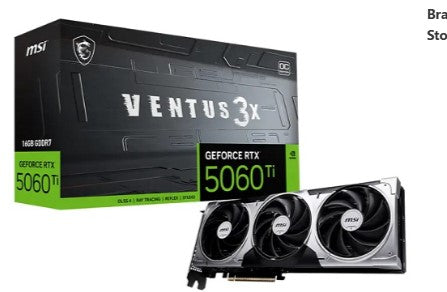 MSI RTX 5060 Ti Ventus 3X OC 16GB GPU, PCIe 5.0, 3 Yr Warranty